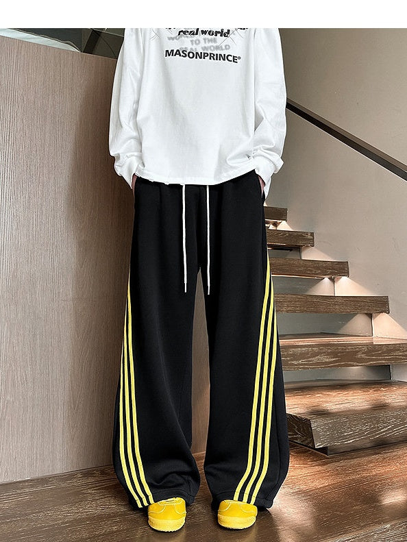 Liber Autumn Neutral wear Color matching Stripes Pants
