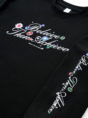 Crystal Lucky Alphabet Gem Print Long-sleeved T-shirt