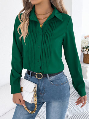 Langarm-Pendlerhemden mit geriffelten, einfarbigen Knöpfen