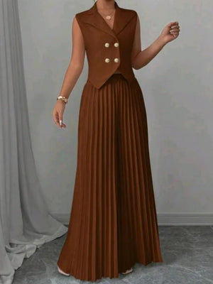 Pleated Pants Vest Grace Commuting Set 2-piece Sets