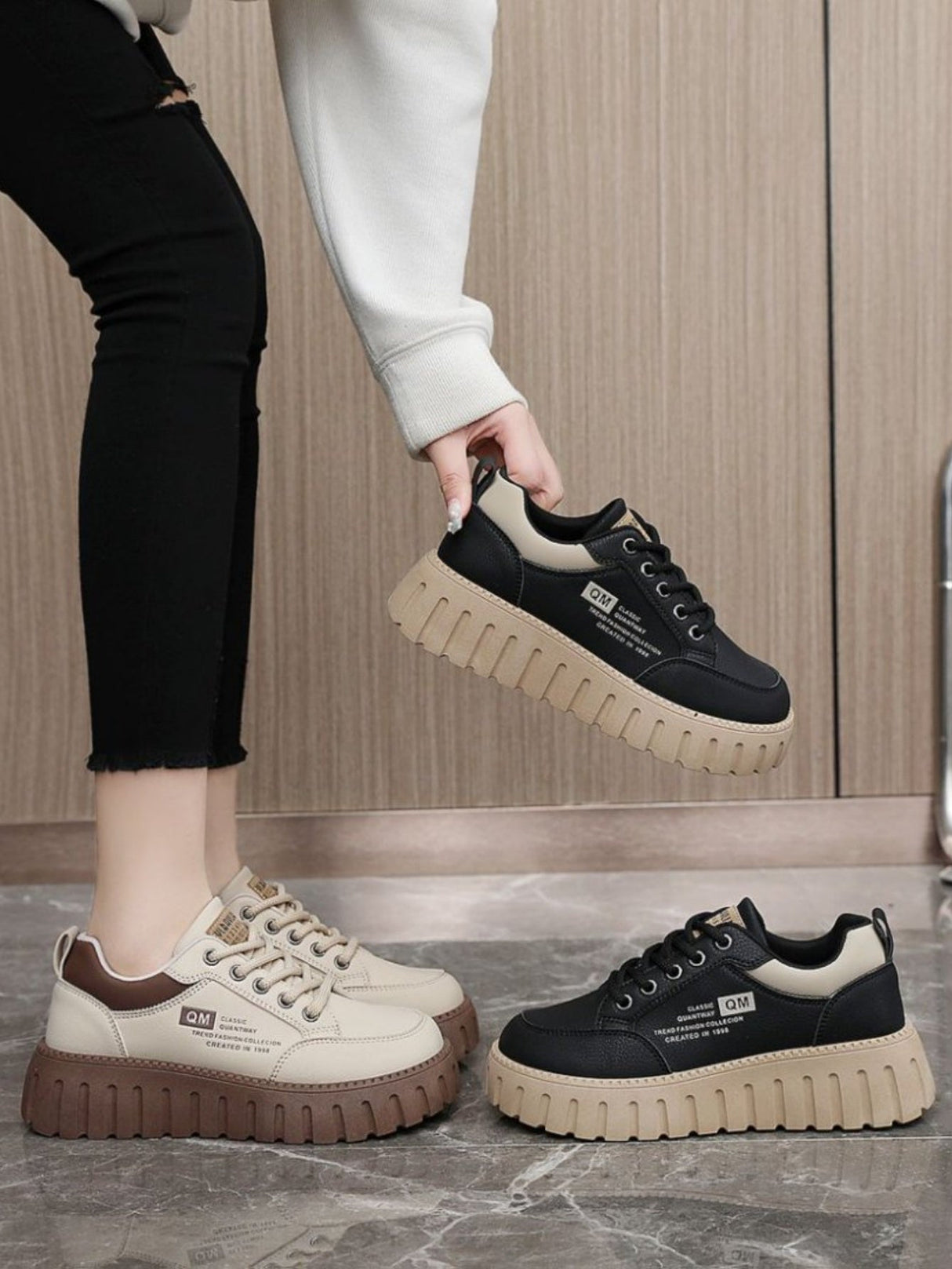 Colorblock Thick-Sole Women's Casual Sneakers