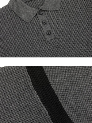 Color Matching Simplicity Loose Polo Lapel Sweaters