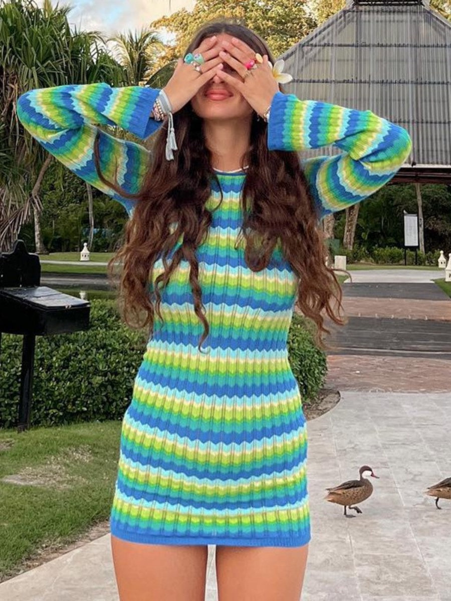 Liber Summer Women's Trend Rainbow Mini&Short Dresses