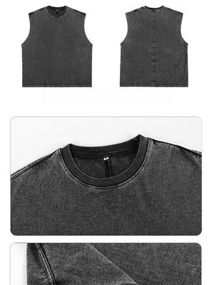 Liber Summer Men's Raw cuffs Solid Color Tank tops