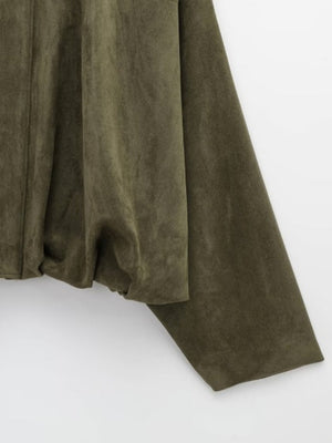 Suede Commuter Casual Style Long-sleeved Zipper Textured Jacket