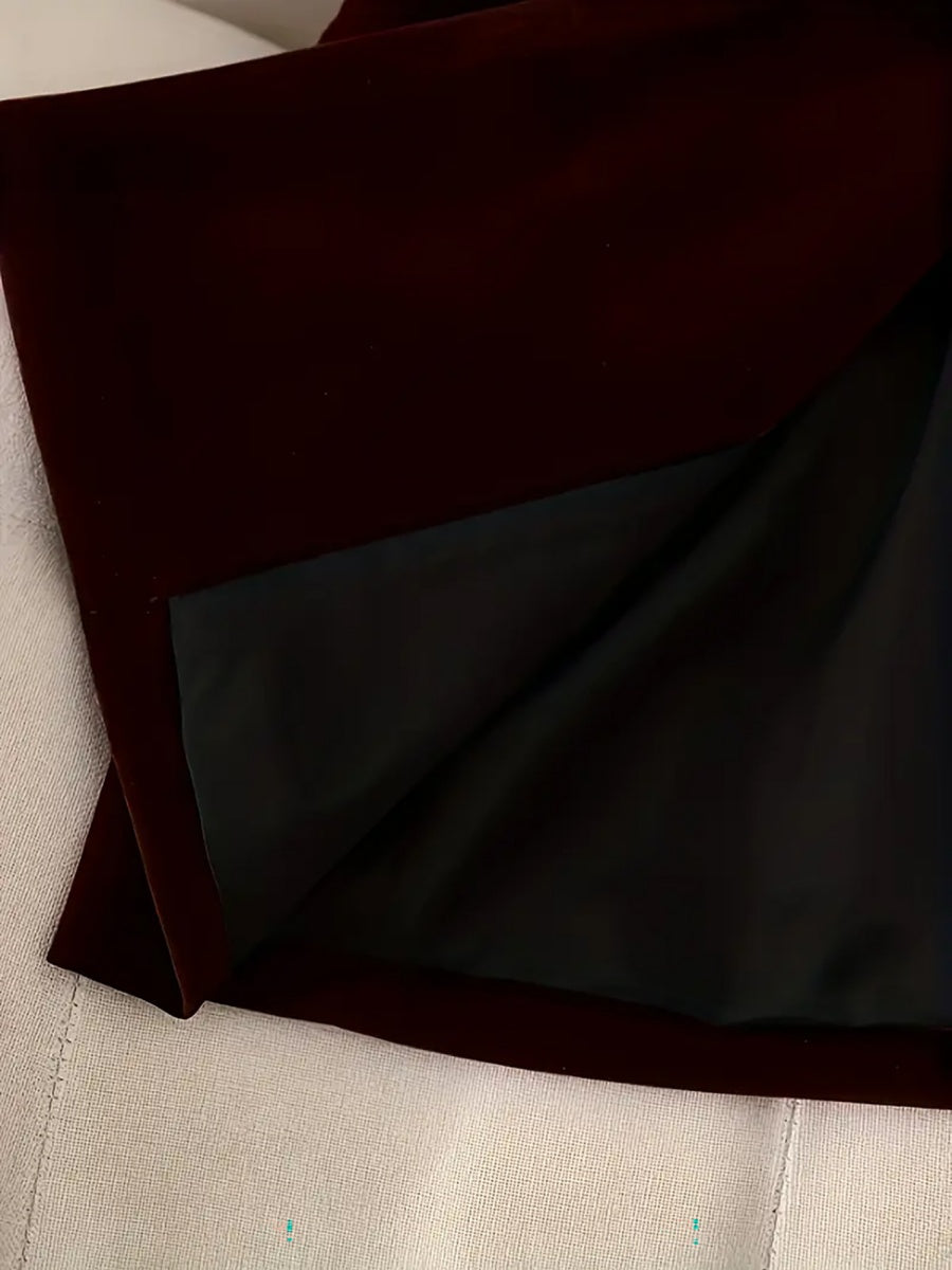 Velvet Thickened Long Sleeve Double-breasted Grace Profession Suit Dress