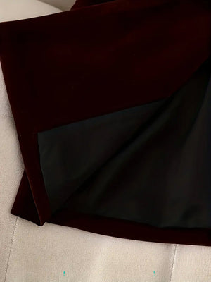 Velvet Thickened Long Sleeve Double-breasted Grace Profession Suit Dress