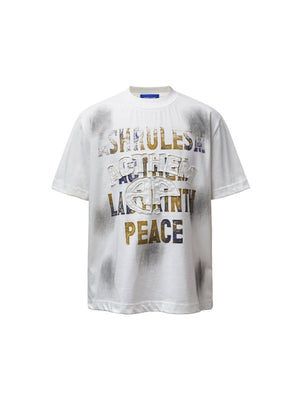 Distressed 3D Letter Printed T-shirts