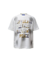 Distressed 3D Letter Printed T-shirts