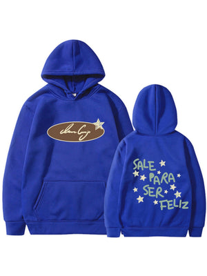 Bemalung geometrischer Muster, lockere Kapuzenpullover.