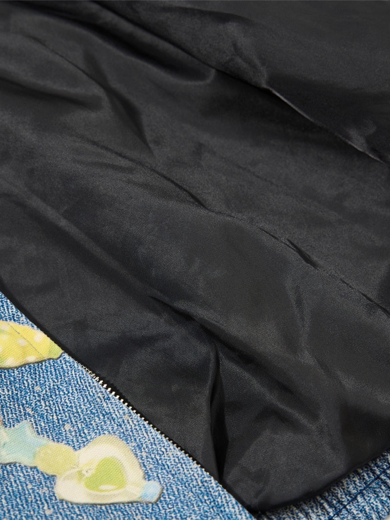 Fun And Stylish Prints Loose Washing Denim Jacket