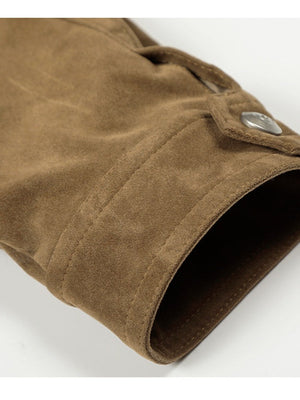 Old Money Style Draping Loose Faux Suede Lapel Jackets