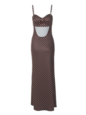 Polka Dots Camisoles Backless Maxi Dresses