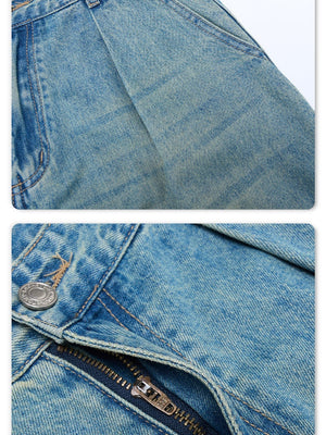 Retro Blue Gathering Machete Cleanfit Jeans