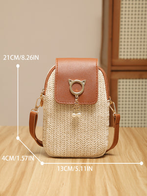 Vacation Straw Patchwork Crossbody Bag