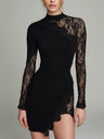 Lace Splicing Hip-hugging Irregular Mini&Short Dresses
