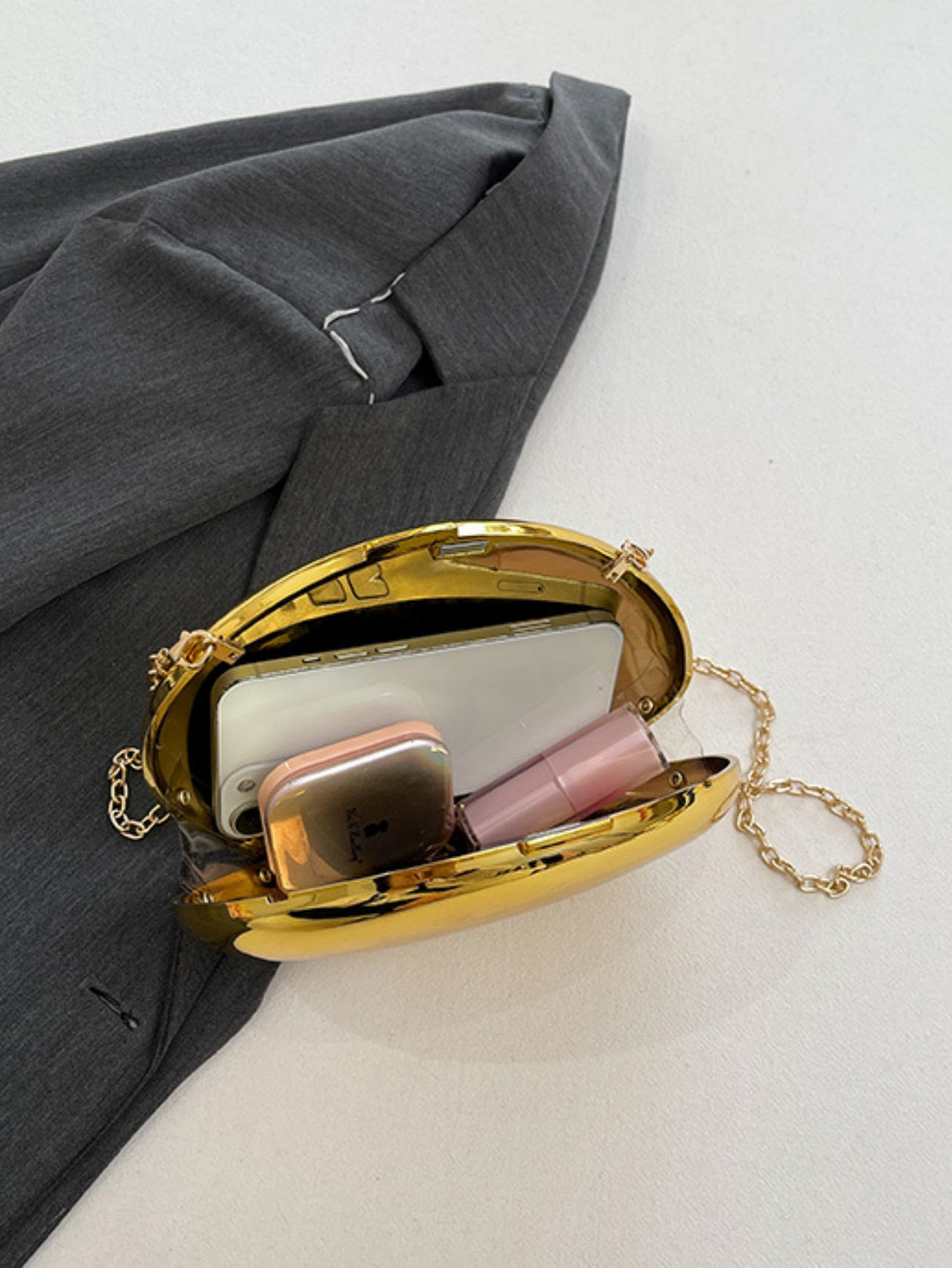 Oval Acrylic Seashell Evening Crossbody Bag