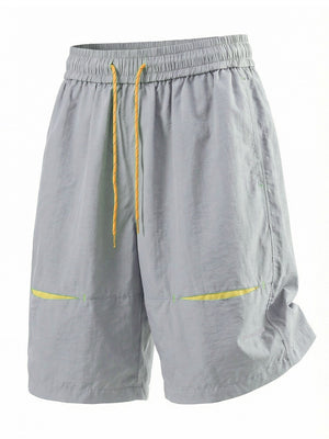 Embroidery Water-repellent Sports Breathable Color-blocked Five Points Shorts