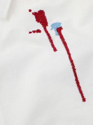 Splashing Ink Embroidery Loose-fit Vibe Shirts