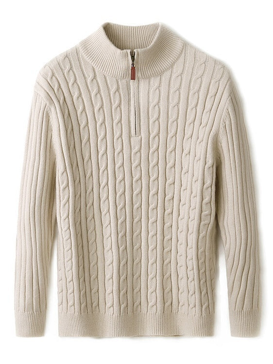 Mock Neck Half Zipper Thickening Keep Warm Leisure Sweaters