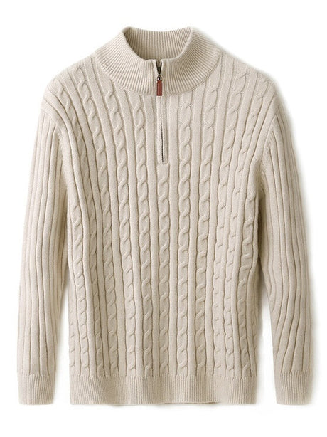Mock Neck Half Zipper Thickening Keep Warm Leisure Sweaters