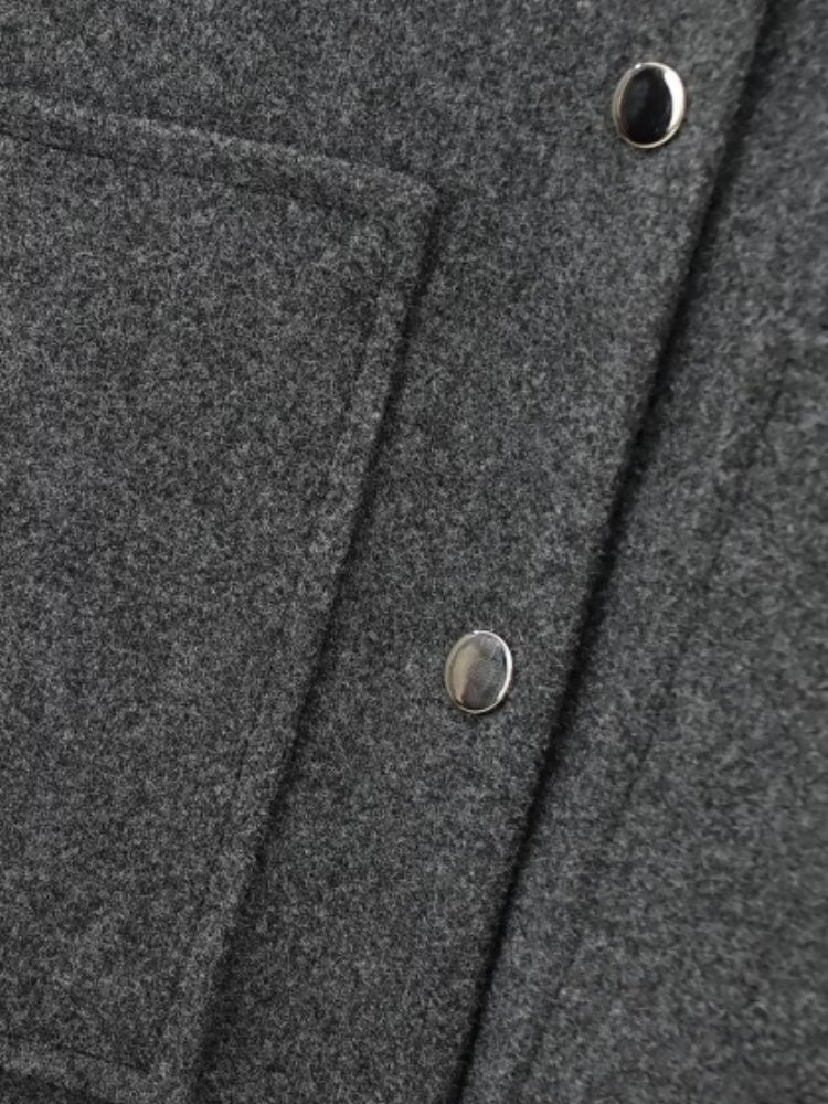 Stand Collar Single-breasted Large Pocket Blazer