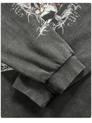 Halloween Dark Aesthetics Fake Two-piece Splicing Digital Direct Printing Long-sleeved T-shirt