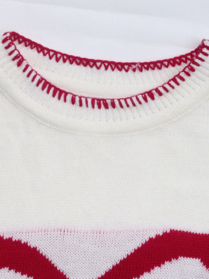 Sweet And Versatile Christmas Bow Jacquard Loose Long-sleeved Round Neck Sweater