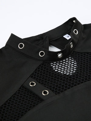 Y2K Hollow Out Grid Splicing Long-sleeved T-shirt