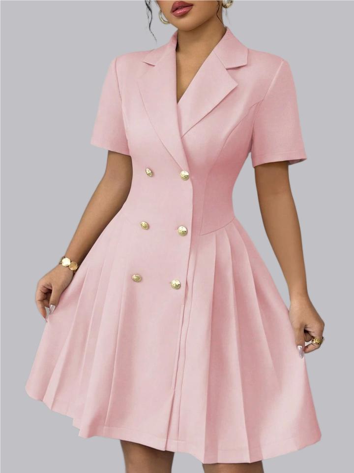 Robe tailleur courte à revers croisé, manches courtes et tailleur tailleur