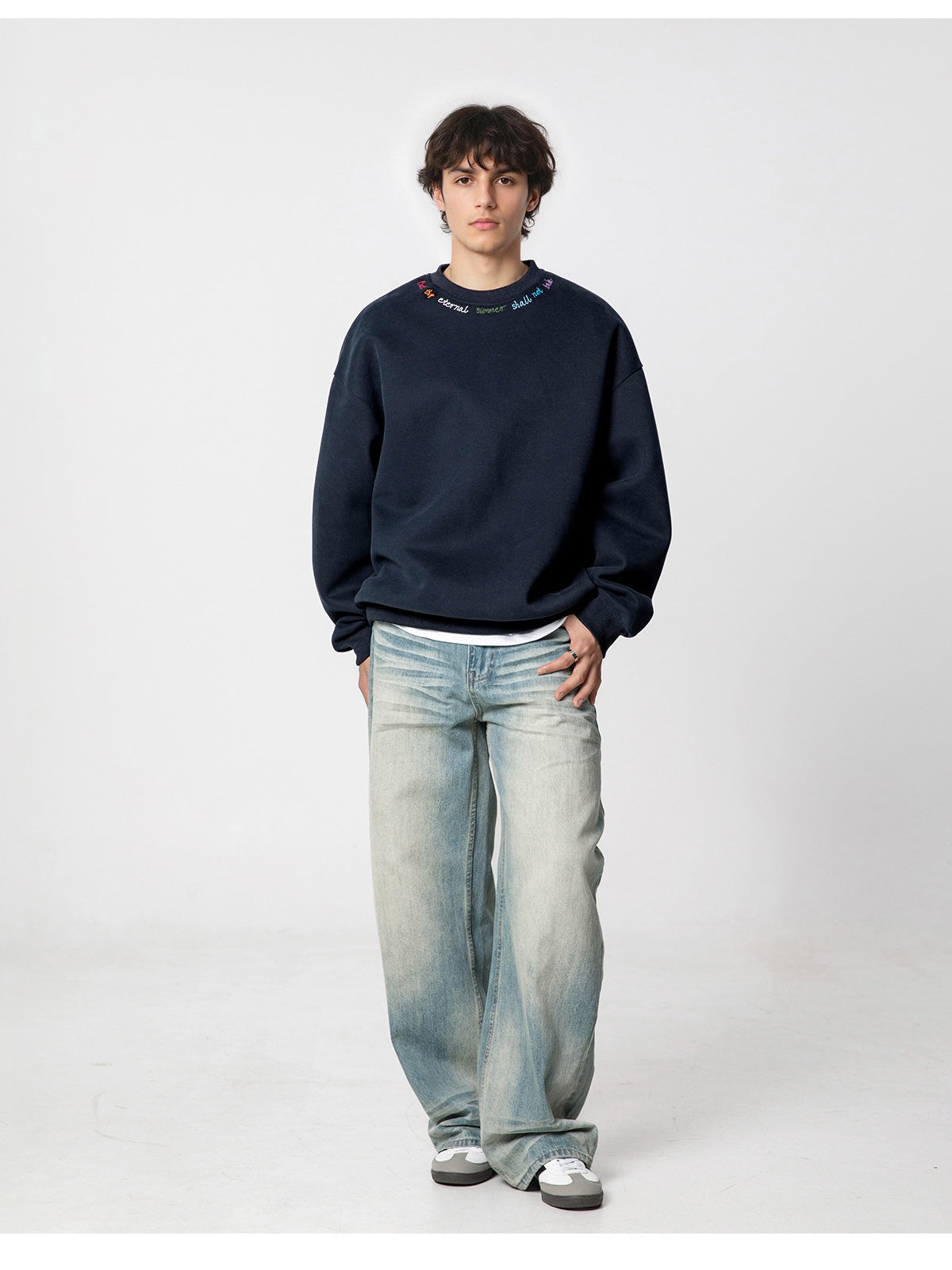 Liber Autumn Men's Embroidered Pattern Letter Sweatshirts