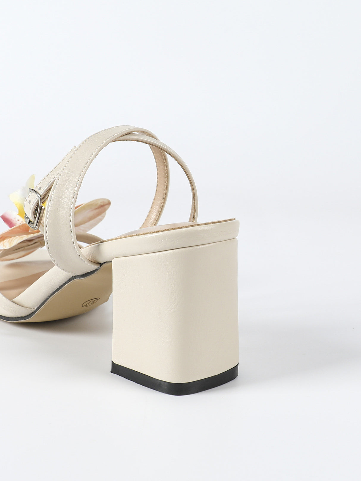 Apricot Floral Chunky Heel Sandals