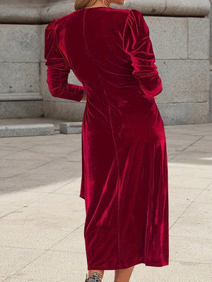 Cardigan Velvet Lace-Up Long Dress