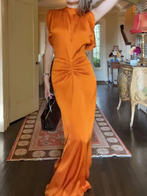 Sleeveless Ruffle Gathering Mopping Parties Maxi Dresses
