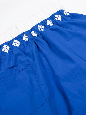 Layered-look Color Matching Wide-leg Vibe Letter Printed Double Waistband Pants