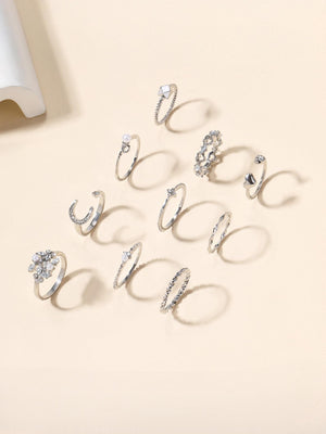Star And Moon Diamond Ring Set