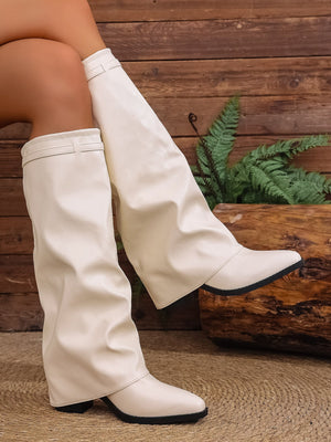 Pleated High-heeled Women's Boots