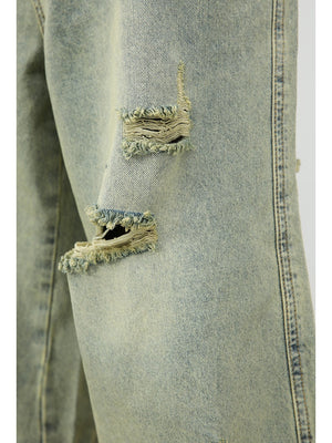 Retro Hole 7 Points Denim Shorts