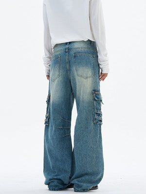 Multiple Pockets Denim Vibe Function Cargo Trousers