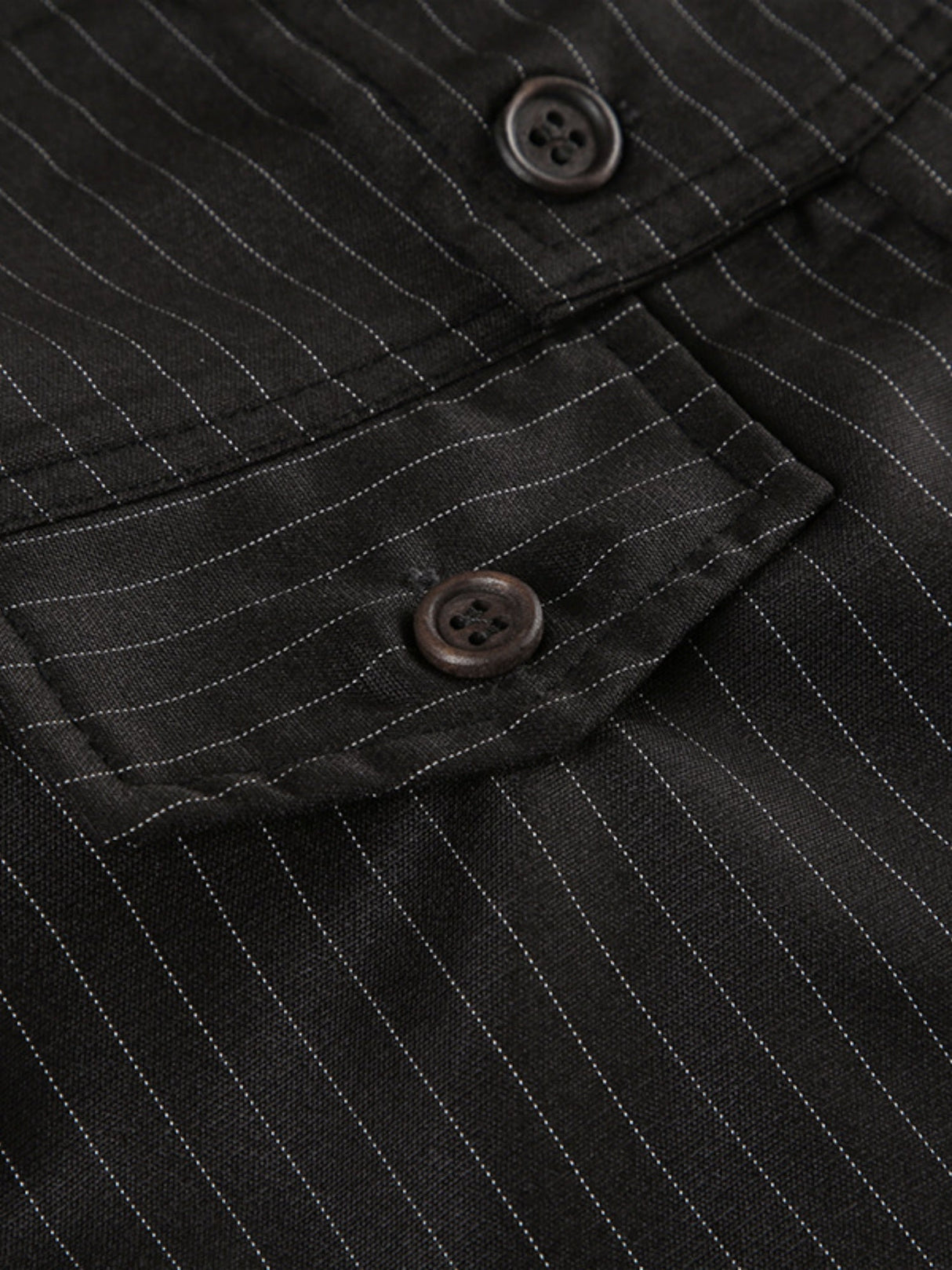 Stripes Contrasting Colors Buttons Straight-leg Pants Pants