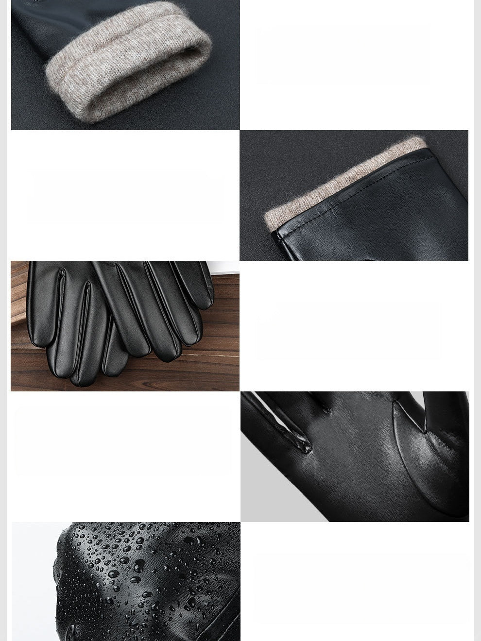 Gants en cuir PU imperméables et coupe-vent