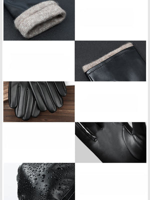 Gants en cuir PU imperméables et coupe-vent