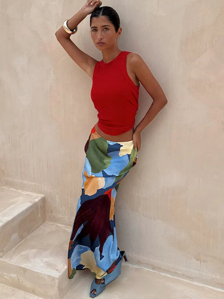 Printed Color Hip-hugging Parties Skirts