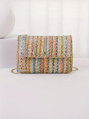 Colorful Straw Crossbody Bag For Vacation