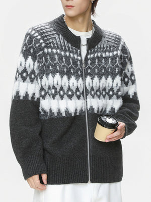 Retro Fair Isle pattern Ethnic style Cardigans