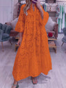 Lace Cutout V-neck Buttons  Flare Sleeve Maxi Dresses
