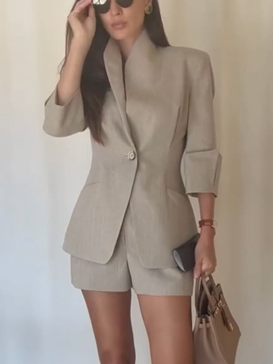Waist Suit Coat Shorts 2-piece Sets