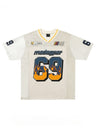 Patchwork Mesh 69 Flame College Style T-shirt