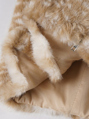 Deer Pattern Furry Patchwork Low-waisted Tight Shorts