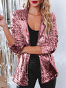 Lapel Long-Sleeve Sequined Casual Blazer